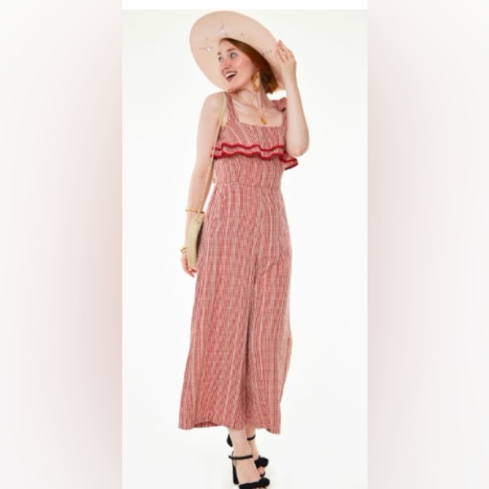 💥PRICE DROP💥 GINGHAM BOW STRAP JUMPSUIT